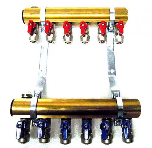  DISTRIBUTORE IN OTTONE 6 + valvole pex 16 radiatori