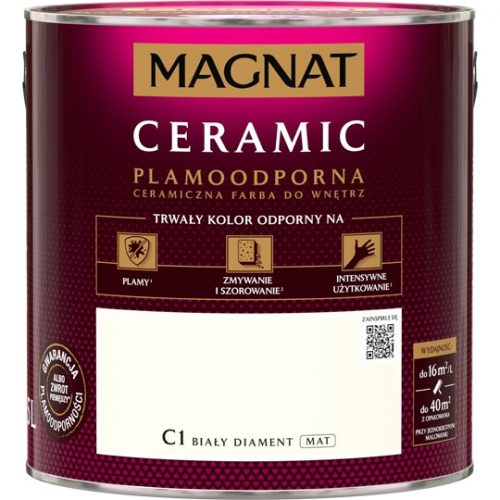 Pittura murale in ceramica Magnat 2,5 l White Diamond C1 opaco