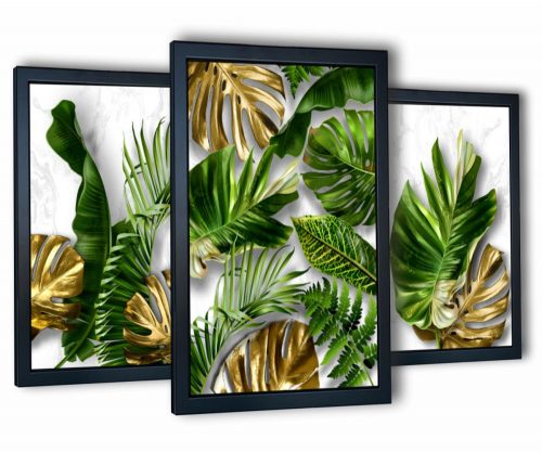 3 quadri nel soggiorno Tropical Monstera 2 130x63