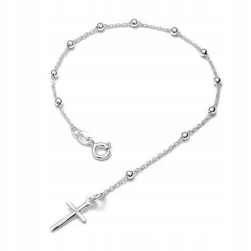  Bracciale in argento 925 con croce, lungo 18,5 cm