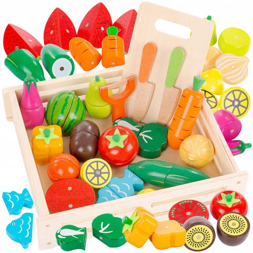  Kinderplay in legno frutta e verdura multicolore da tagliare con calamita