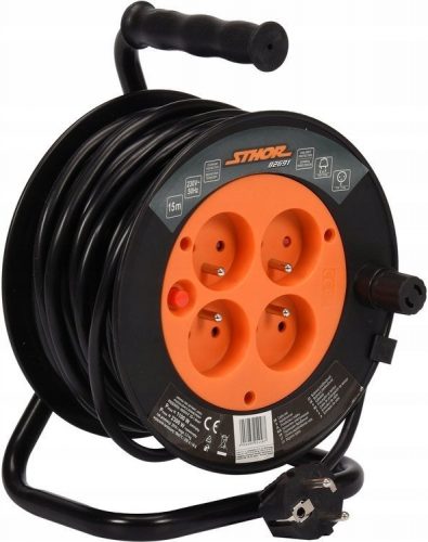 Cavo prolunga Sthor Reel da 15 m, 4 prese, nero