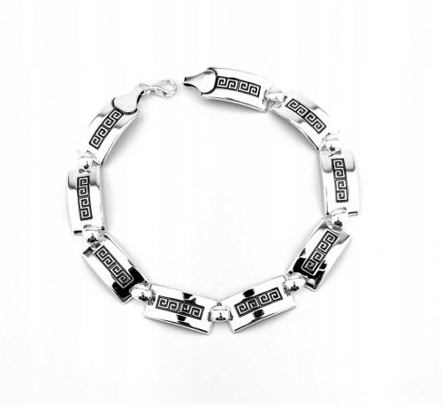  Bracciale in argento, ossidato, motivo greca, pr925