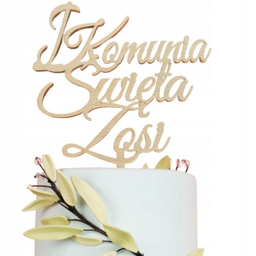  TOPPER PER TORTA SANTA COMUNIONE CON DECORAZIONE NOME COMUNIONE IN LEGNO