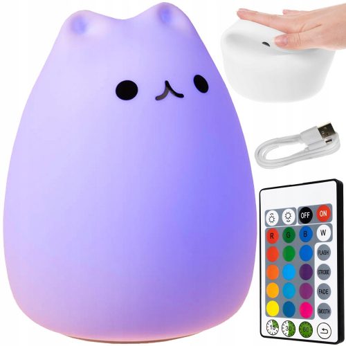  Lampada Notturna LED per Bambini Gatto RGB + Telecomando