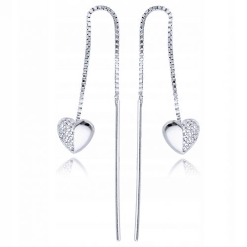  Orecchini Euforia K2260 realizzati con cuori in argento con zirconi, 6 cm