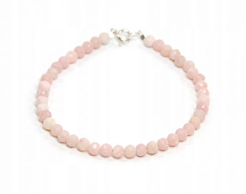  Bracciale, OPALE rosa naturale, palline sfaccettate, 4 mm