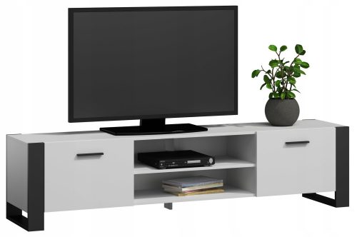  Porta TV da terra ALBA, 185 cm, cassettiera, bianco e nero