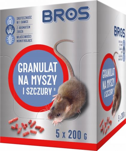 Repellente, spaventa animali - Granulato per topi e ratti Bros bustine 5 x 200 g