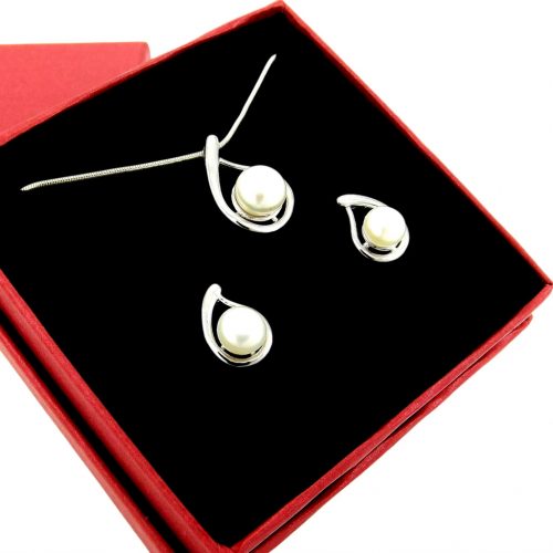  Set Argento Argento 925 Con Perle