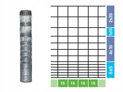 Maglia, rete del cancello - RETE RECINTO FORESTALE 125/14/15 L 50m +