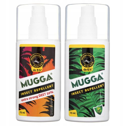  Mugga Repellente per insetti Spray 75 ml 104 g + Mugga Repellente per insetti Extra Forte 50% DEET 75 ml