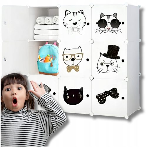  Armadio Omna CUBES ANIMALS 110 x 110 x 37 cm bianco