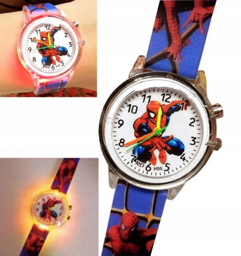  Orologio per bambini da ragazzo, orologio da bambino per bambini SPIDERMAN LED GLOWING