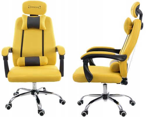  Sedia da gaming Giosedio GPX013, tessuto nero e giallo