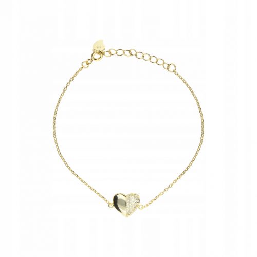  BRACCIALE IN ARGENTO 925 PLACCATO ORO CON CUORE ZIRCONI