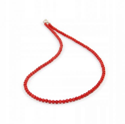  Collana in corallo rosso, palline naturali, 4mm