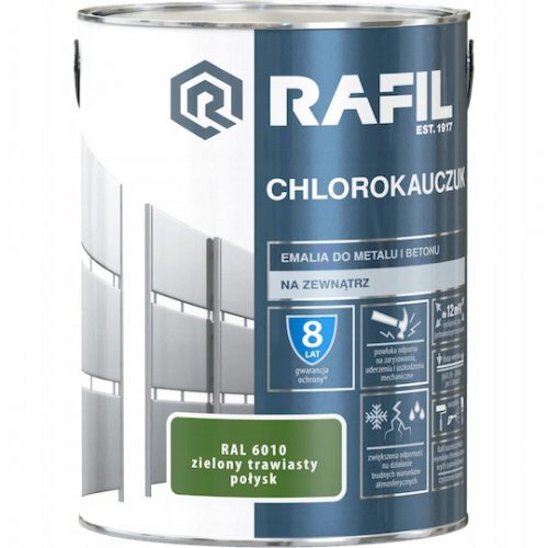 Smalto clorurato Rafil per metallo, 5 l, tonalità verde, lucido