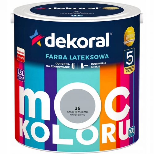  Pittura murale acrilica Dekoral 2,5 l Grigio classico opaco