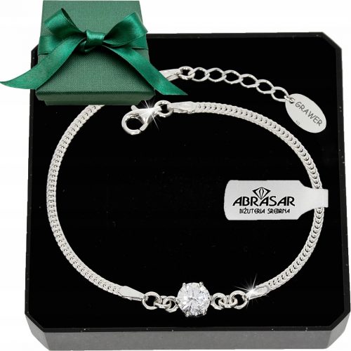  BRACCIALE DA DONNA IN ARGENTO CON ZIRCONI, REGOLABILE, PER LEI + INCISIONE