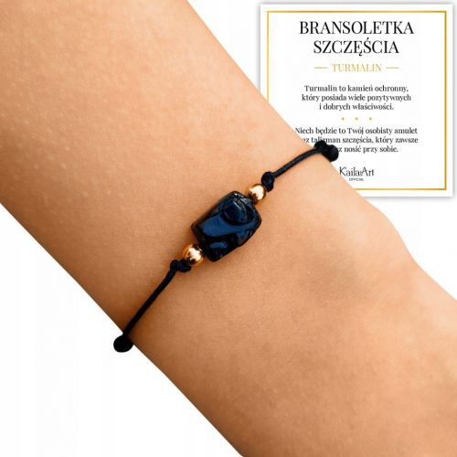  BRACCIALE IN TORMALINA NERA CON CORDE REGOLABILI