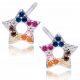 Orecchini in Argento 925 con Stelle Colorate per Bambini