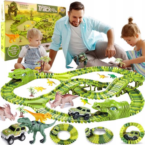  PISTA per bambini I PIÙ GRANDI XXXL 269 + ACCESSORI PER AUTO DINOSAURI 4in1