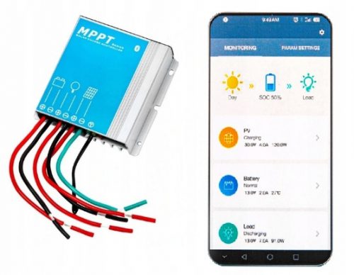 REGOLATORE DI CARICA SOLARE 12V BLUETOOTH 10A MPPT