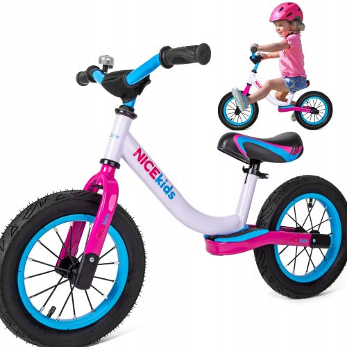  NICEKIDS 1199WP 12" Balance Bike Bianco, Blu, Rosa