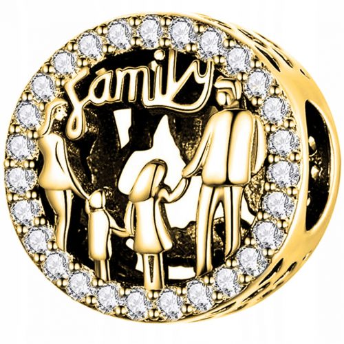  Charm Famiglia Oro Amore Familiare in argento 925