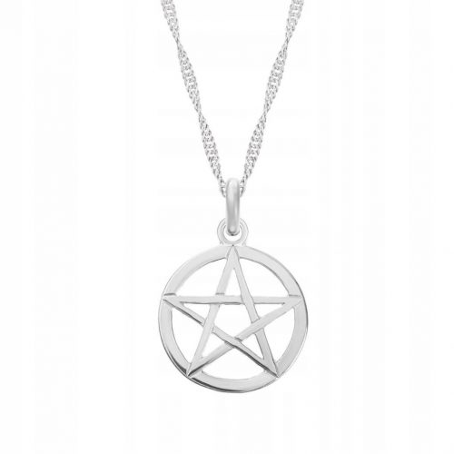  Collana pentagramma in argento, stella pentacolo bianca