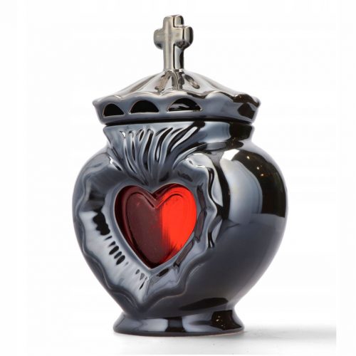  Candela cuore in ceramica, Antracite metallizzato