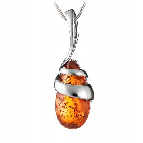  COLLANA CON PENDENTE in argento con catena di AMBRA BALTICA naturale PER REGALO