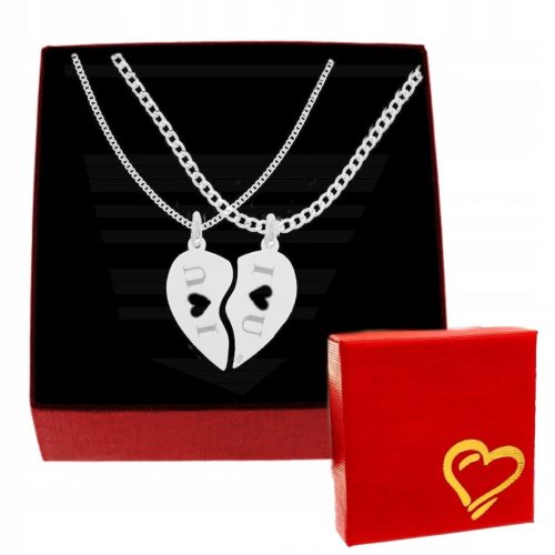  COLLANA CON CUORE SPEZZATO E TI AMO PER COPPIE IN ARGENTO