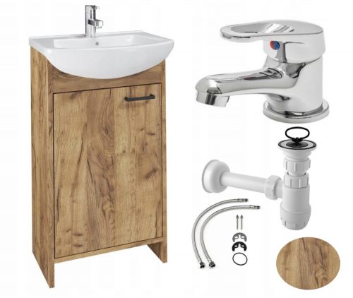 SET 4IN1 MOBILE BAGNO CON LAVABO ROVERE 45 CM MISCELATORE + SIFONE