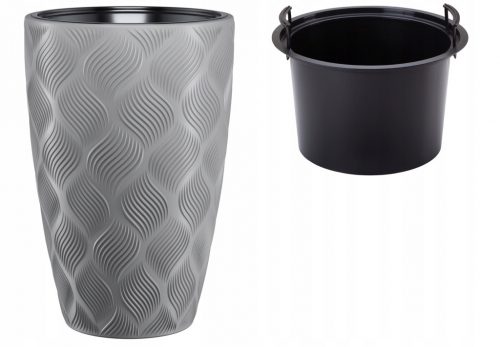  Vaso da fiori Form-Plastic 48 cm x 30 x 48 cm diametro 30 cm tonalità plastica grigio e argento