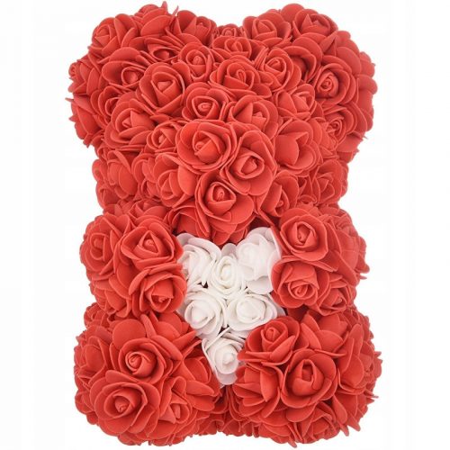 ORSO CON ROSE 25 CM REALIZZATO CON PETALI DI ROSA PER REGALO