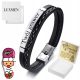  Bracciale in pelle Luxmen, nero, 20,5 cm