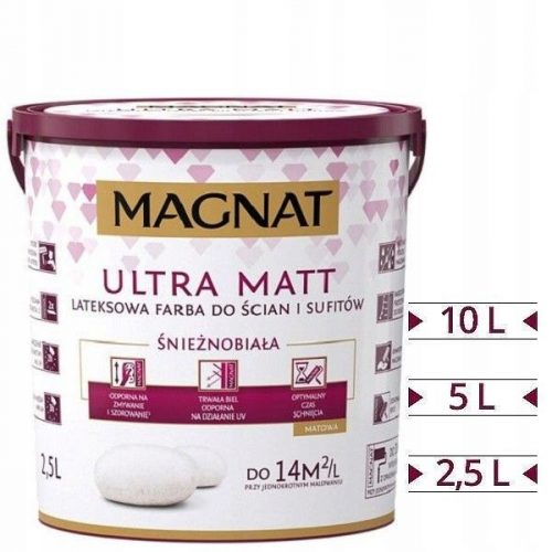  Pittura murale al lattice Magnat 10 l, bianco neve opaco