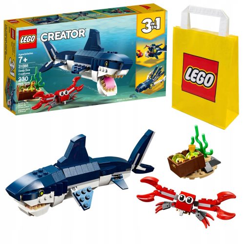  LEGO Creator 3 in 1 31088 Creature marine + Sacchetto di carta LEGO 6315786 giallo 24x8x18 cm