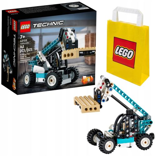  LEGO Technic Sollevatore telescopico 42133 + Sacchetto di carta LEGO 6315786 giallo 24x8x18 cm