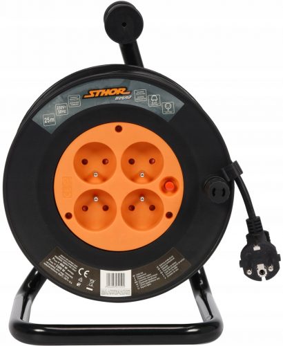 Cavo prolunga Sthor Reel da 25 m, 4 prese, nero