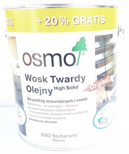 OSMO 3062 Olio di cera dura, incolore opaco 3 L