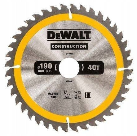  Disco da taglio DeWalt DT1945-QZ 190 x 30 mm 40 denti