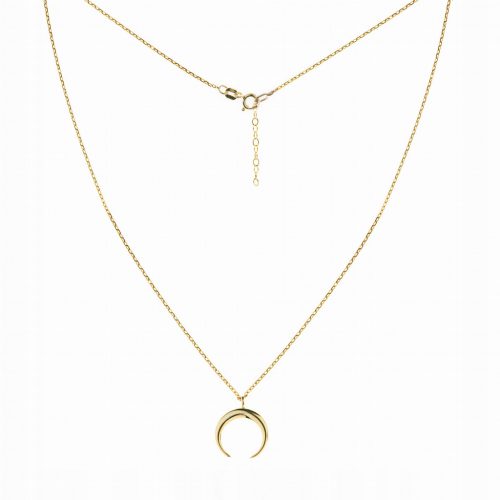  Collana in argento 925 placcata oro con doppia falce di luna e corno