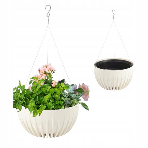  Vaso da fiori Grando 30 cm x 30 x 14 cm diametro 30 cm in plastica crema