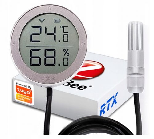 Sensore di temperatura e umidità RTX ZigBee TUYA per uso esterno, temperatura di funzionamento inferiore a 0°C, display