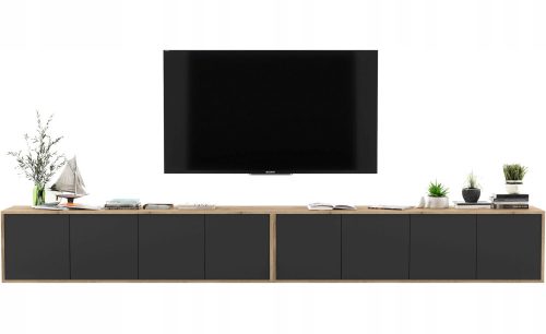  Cassettiera sospesa porta TV Loft 300 cm Nero MAT