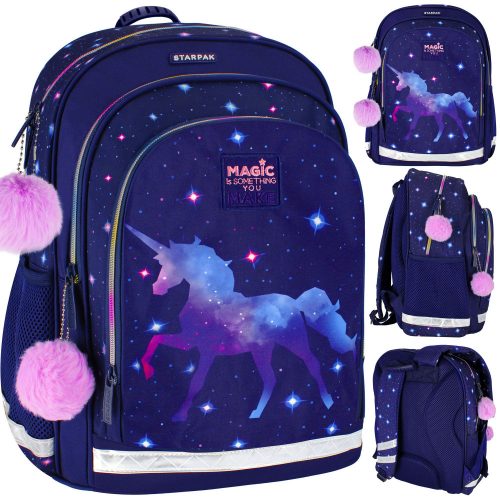  Zaino scuola multiscomparto Starpak Sfumature di viola, Sfumature di blu, Sfumature di rosa, Multicolor