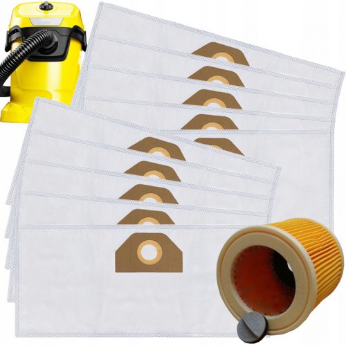  10x SACCHETTI FILTRO PER ASPIRAPOLVERE KARCHER WD3 SE4001 WD2 PLUS KWD V-17 V-15 V12